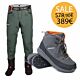 Kit Wader Guideline Laxa & Scarpe da wading Guideline Laxa suola gomma & chiodi 