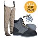 Set Wader Vision Scout & Wading Shoes Nahka with Studs 