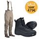 Set Wader Vision Scout & Wading Shoes Nahka with Studs 