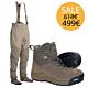 Set Wader Vision Scout & Wading Shoes Nahka with Studs 